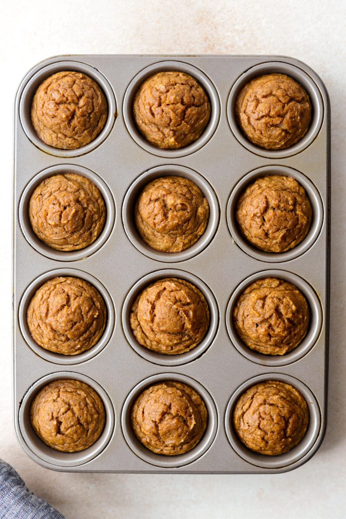 Mini Crustless Pumpkin Pies just baked.