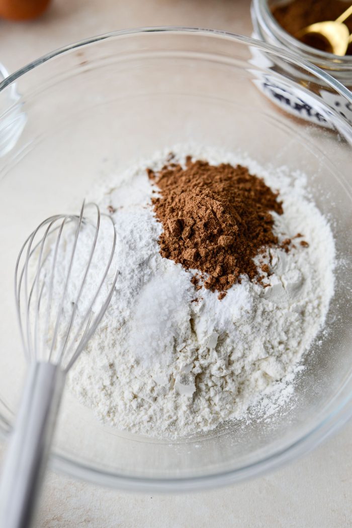 dry ingredients in a glass bowl.