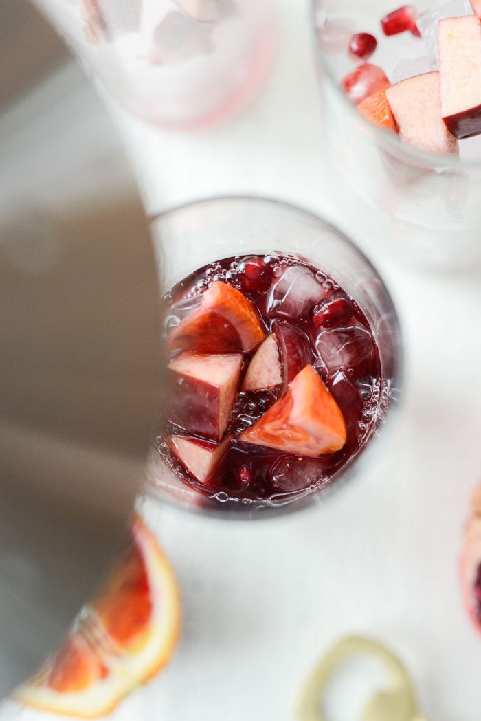 pour in sangria.