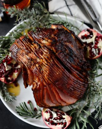 Pomegranate Bourbon Glazed Ham