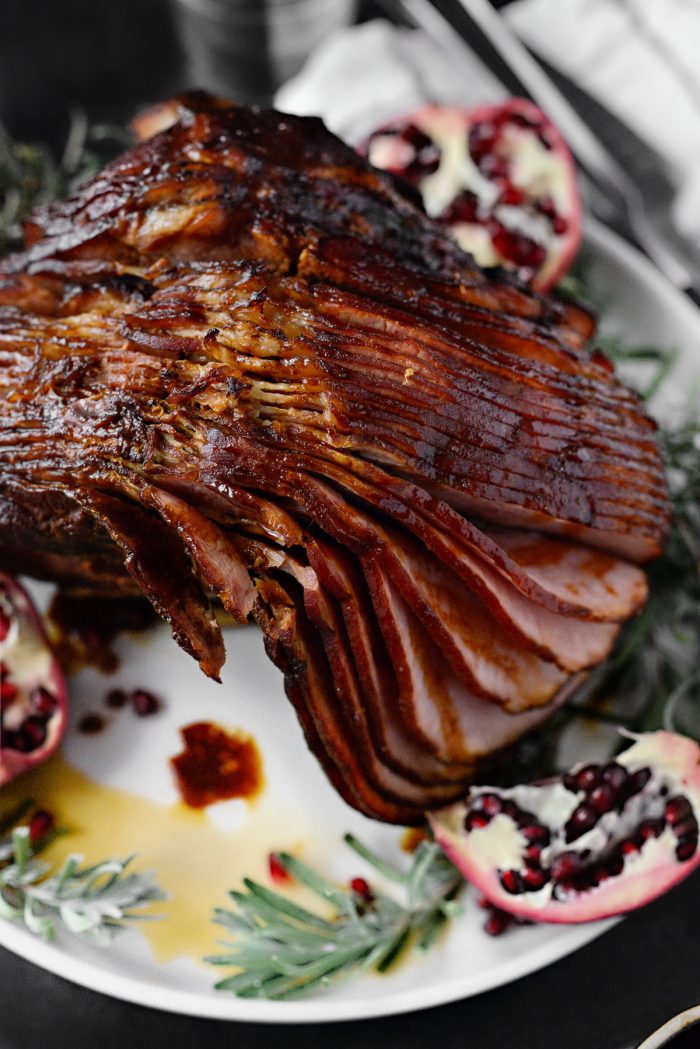 Pomegranate Bourbon Glazed Ham