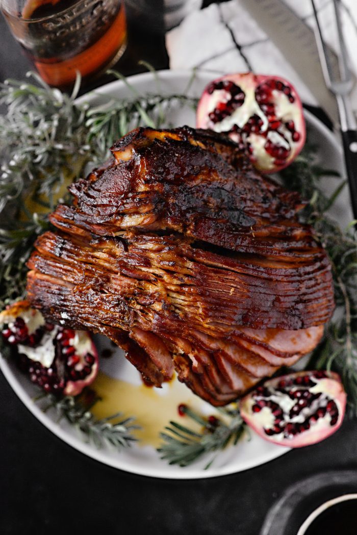 Pomegranate Bourbon Glazed Ham