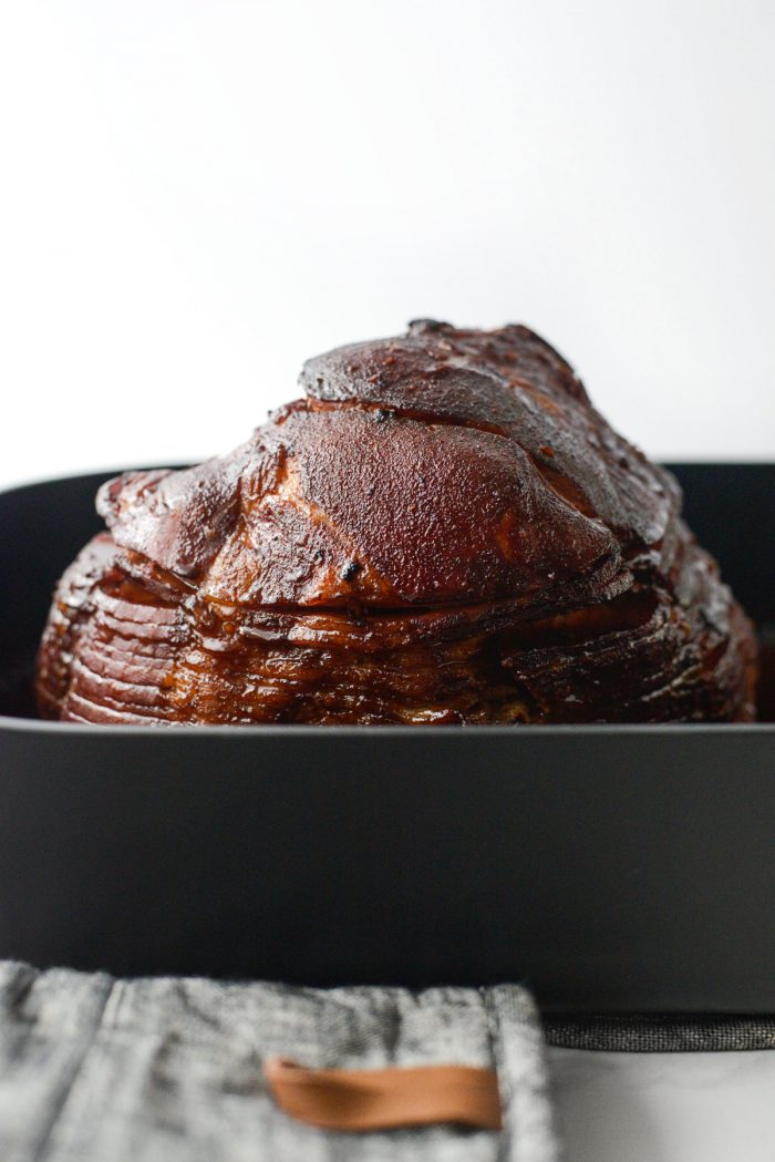 glazed ham after a second 15 minutes in the oven