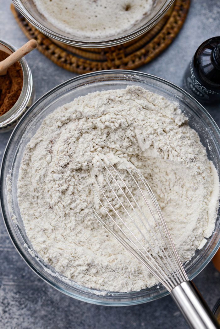 dry ingredients whisked in bowl.