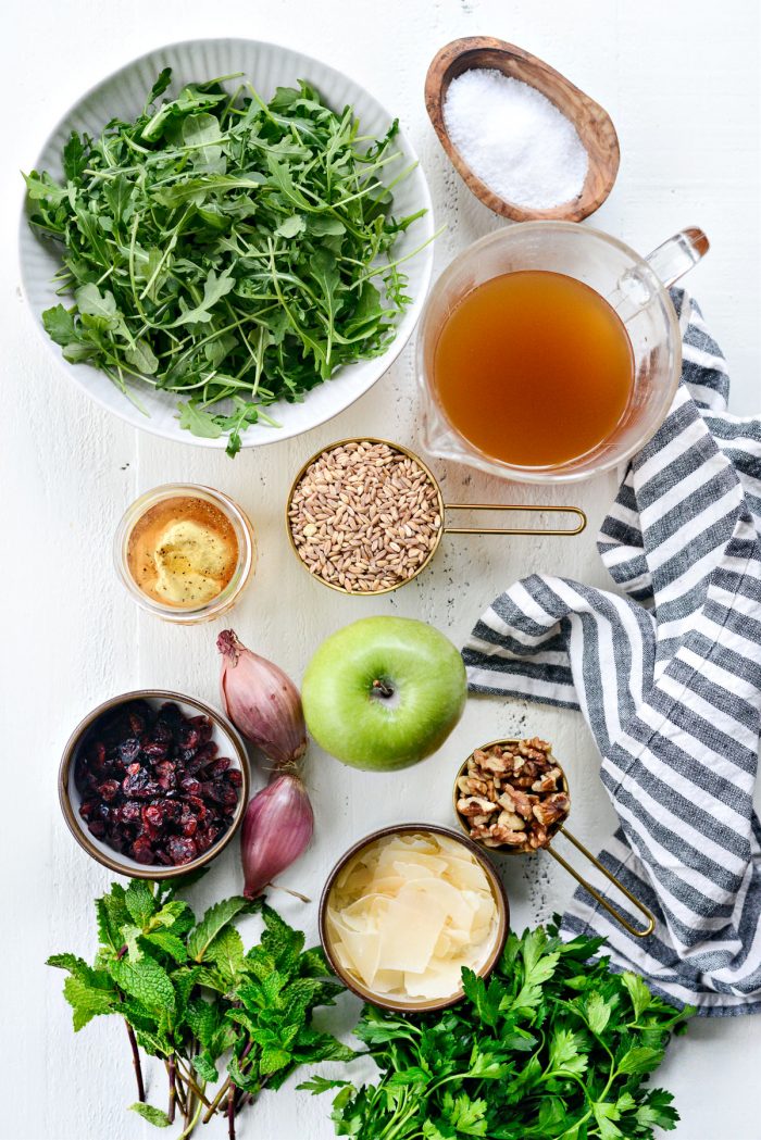 Winter Farro Salad with Fried Shallots ingredients