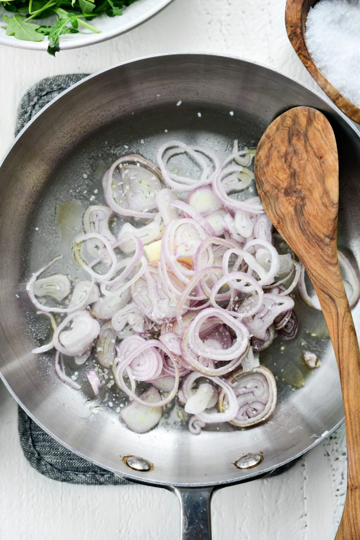 shallots and butter in skillet