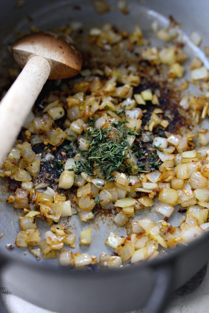 sauteed onions, garlic with thyme