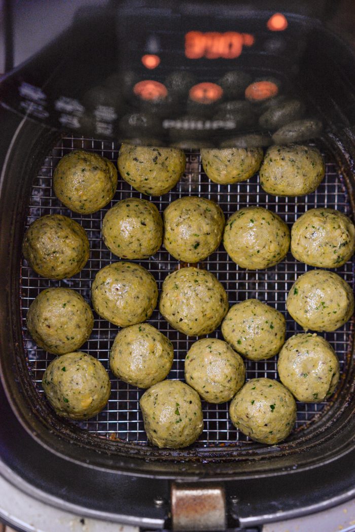 uncooked falafel in food processor