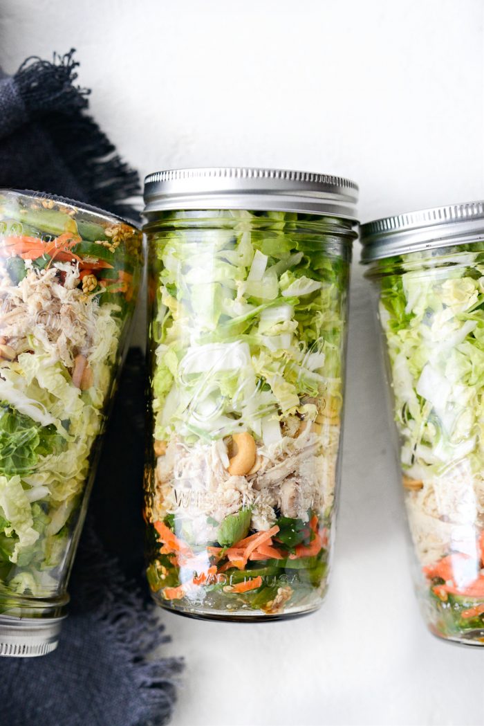 Asian Cashew Chicken Mason Jar Salad - Simply Scratch