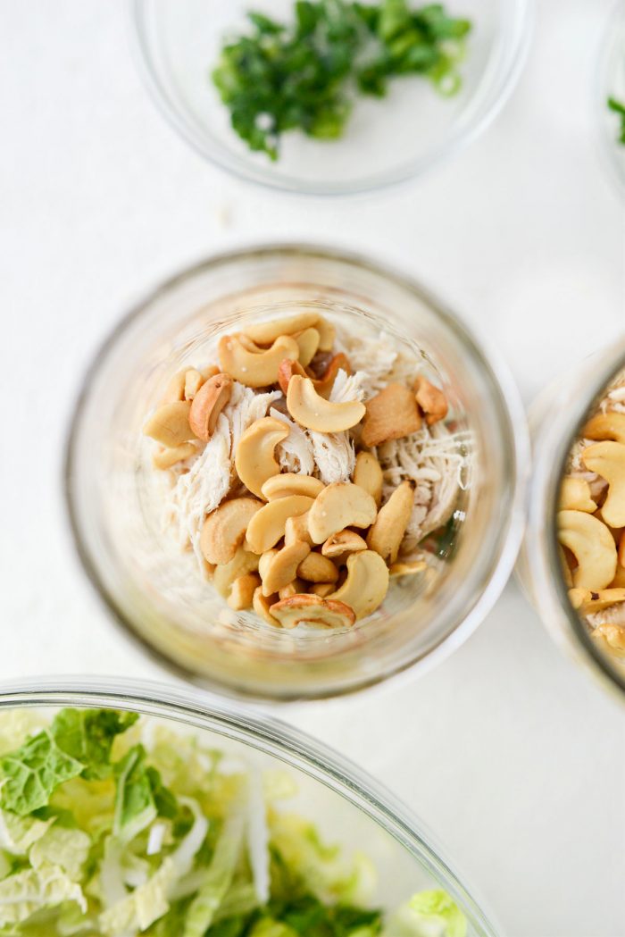 Asian Cashew Chicken Mason Jar Salad - Simply Scratch