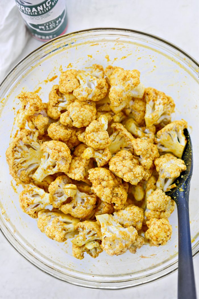 curry coated cauliflower