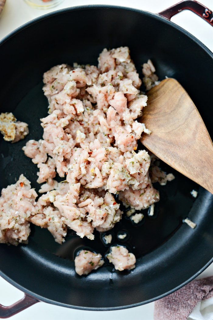 sausage mixture in skillet