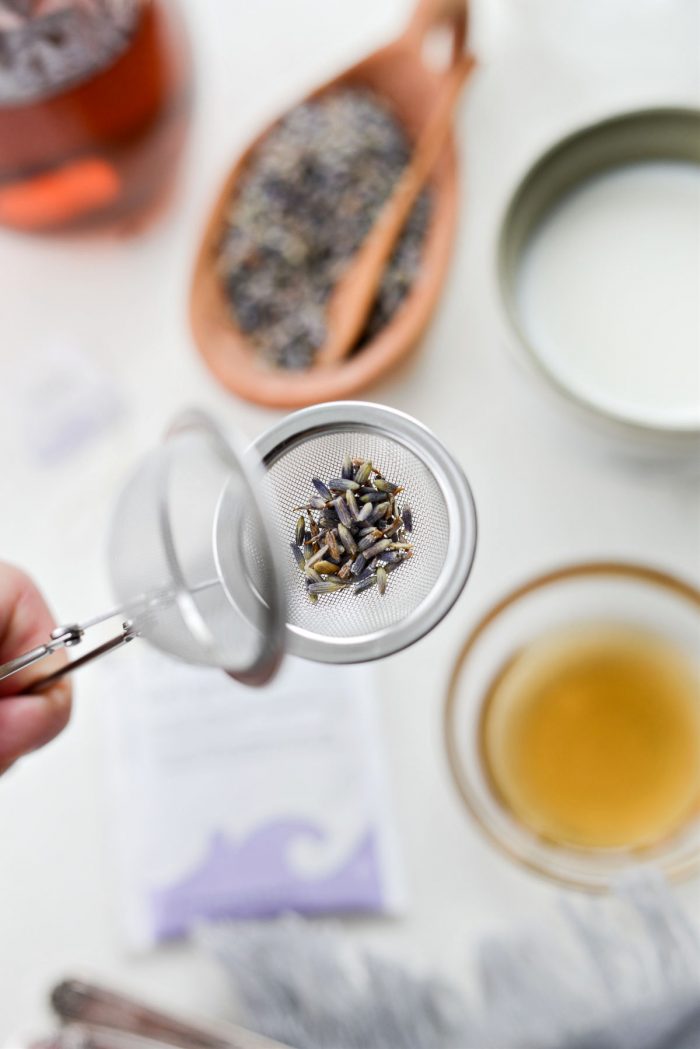 lavender in tea strainer