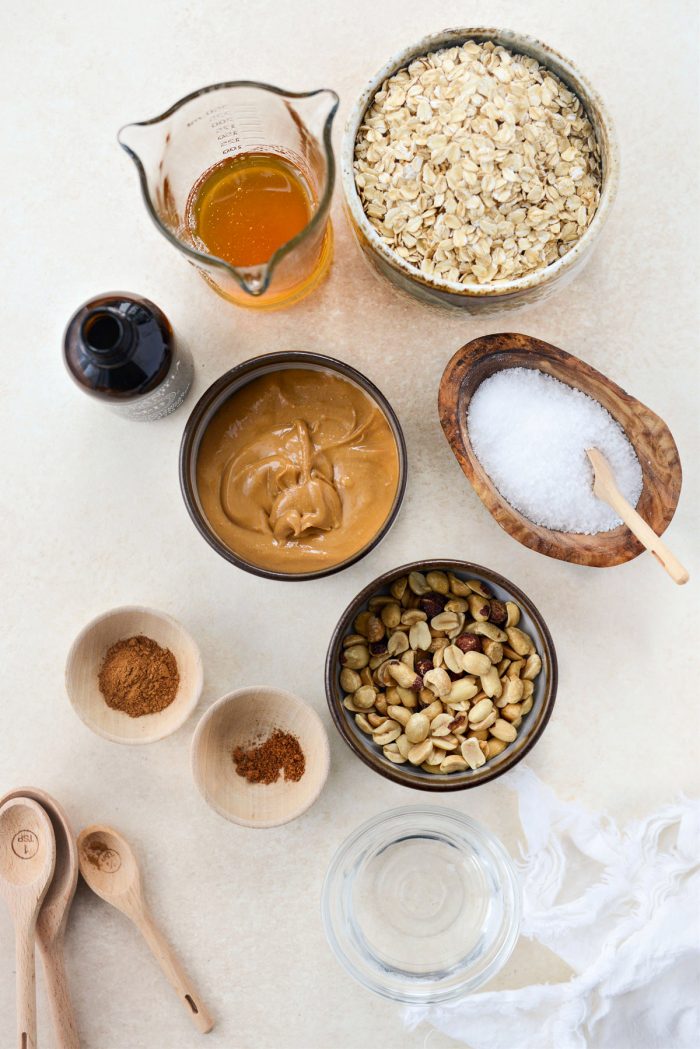 Peanut Butter Honey Granola ingredients