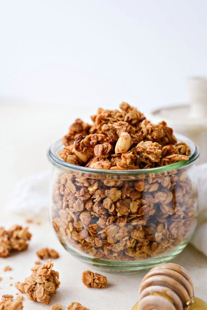 glass jar of Peanut Butter Honey Granola