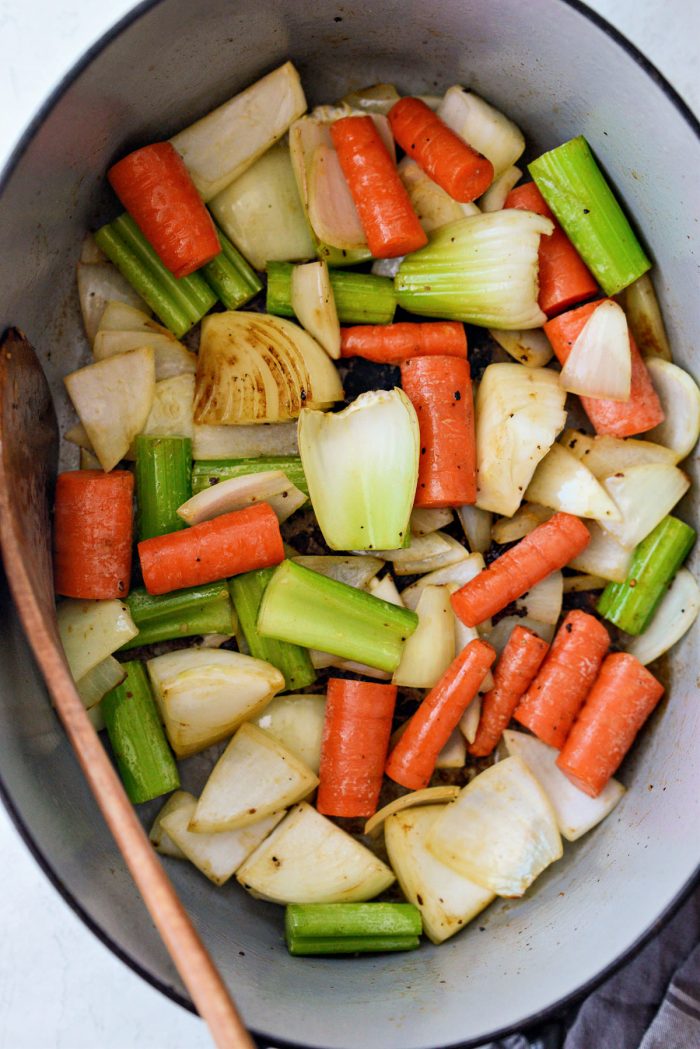 cook vegetables for a few minutes until golden brown in spots