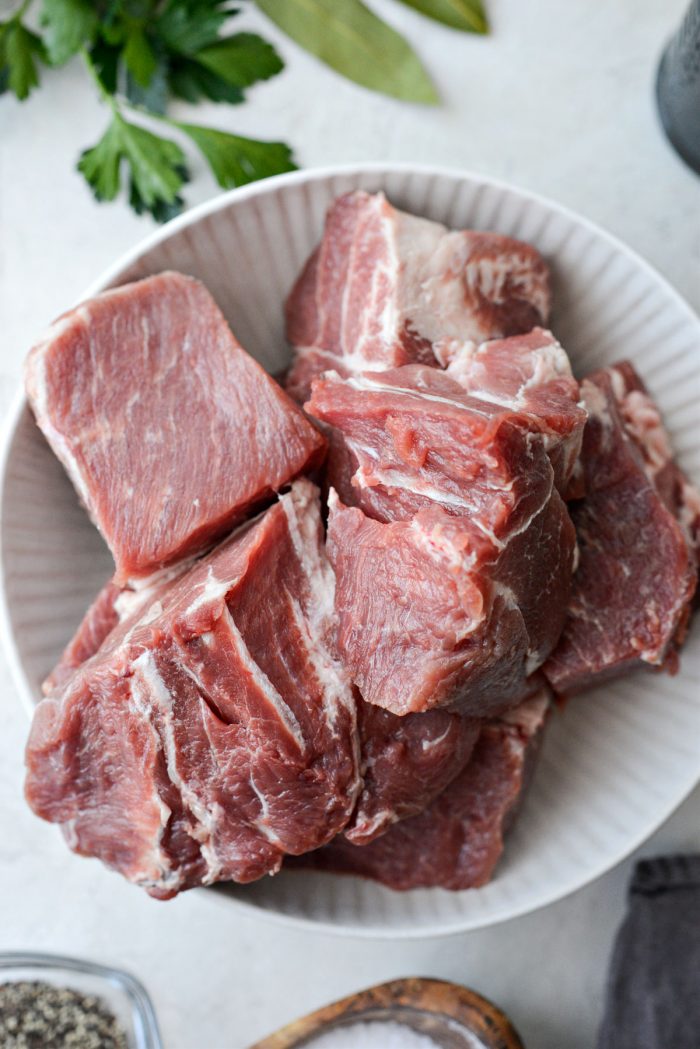 boneless pork shoulder cut into 8 large pieces