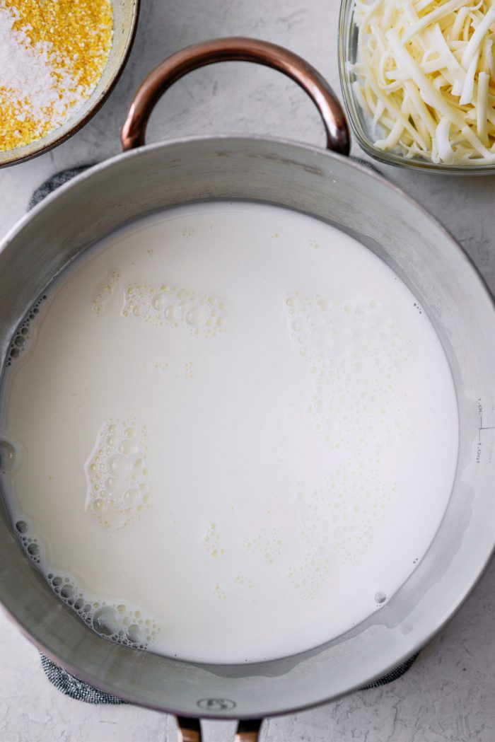 milk at a low boil