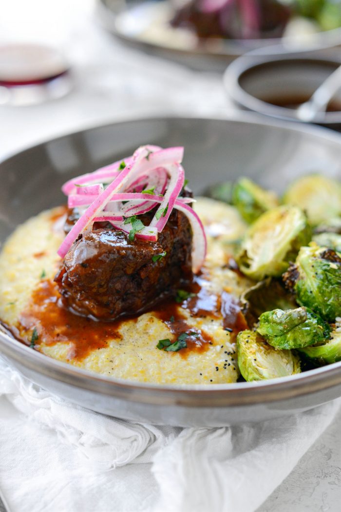 Wine Braised Pork Shoulder on Cheesy Fontina Grits