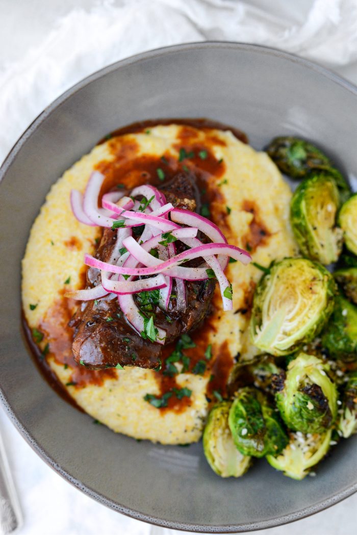 Wine Braised Pork Shoulder with pickled red onion