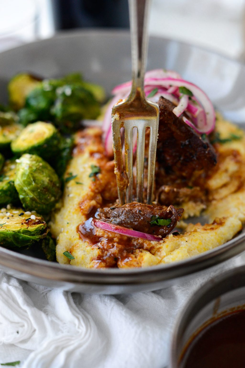 Wine Braised Pork Shoulder with Cheesy Fontina Grits Simply Scratch