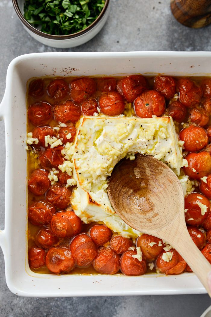 mix feta with the tomatoes