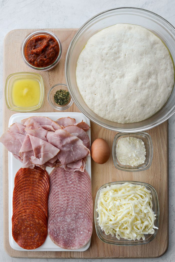 Homemade Stromboli ingredients