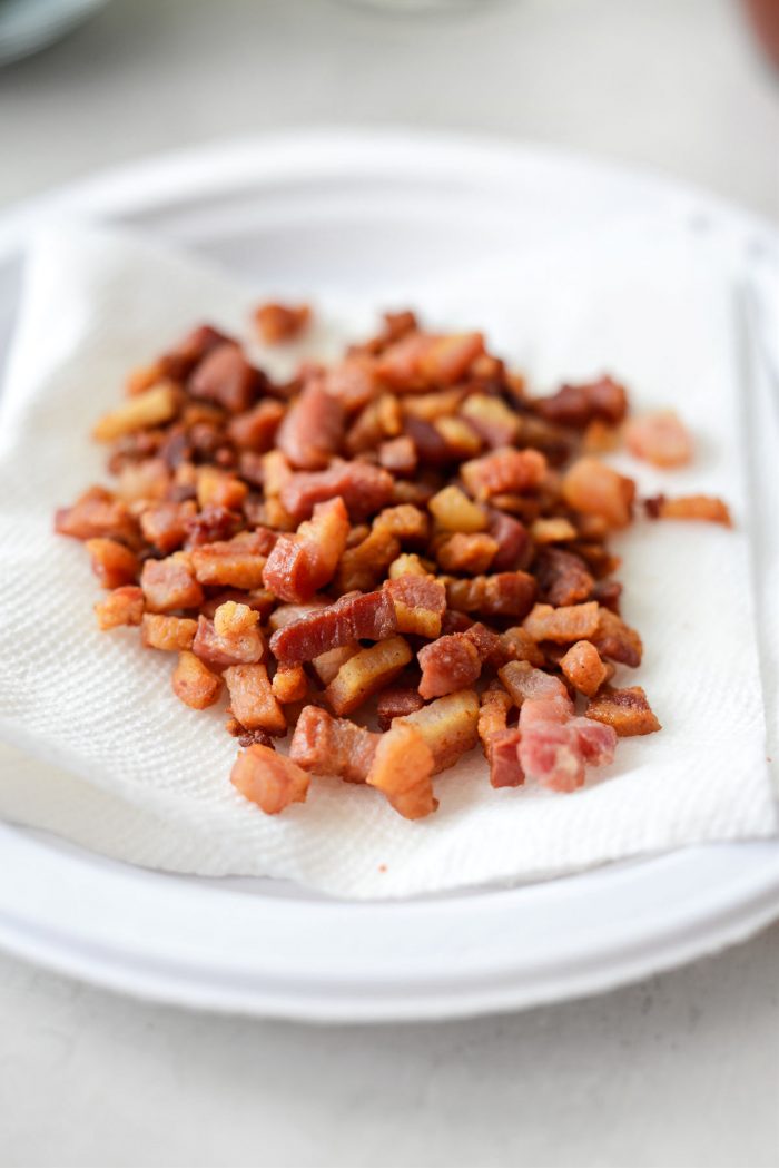 pancetta on towel lined plate