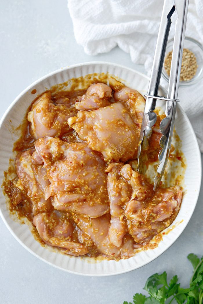 chicken thighs tossed with marinade