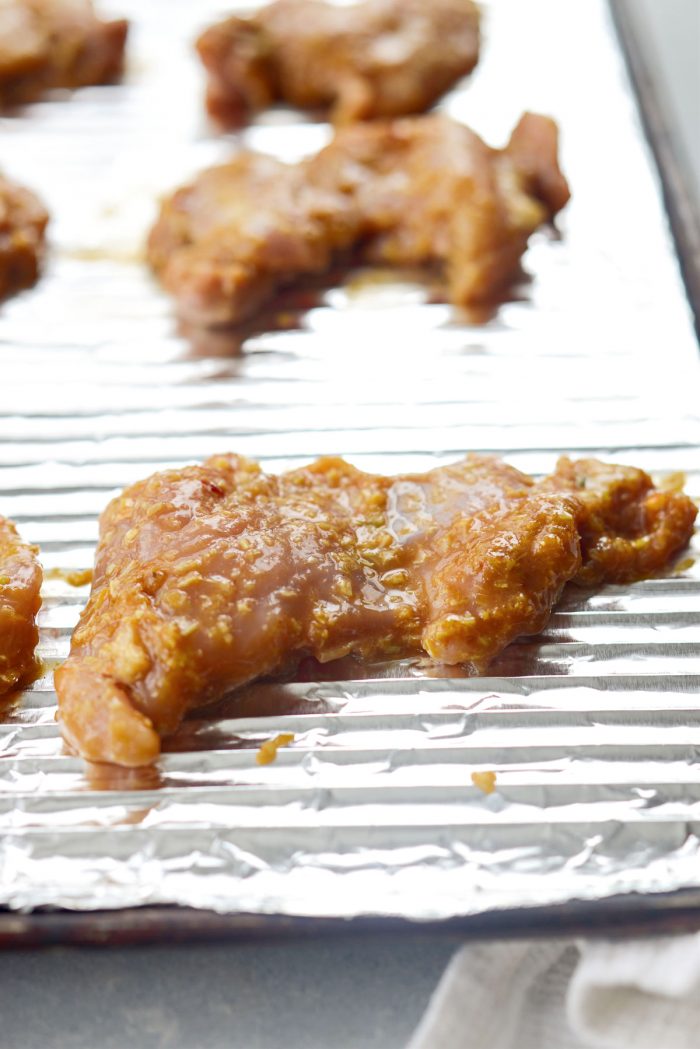 chicken on foil lined pan