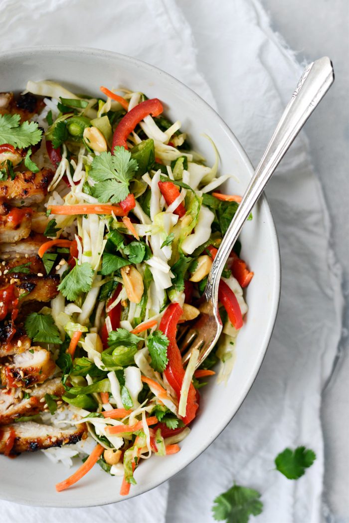 Thai Cabbage Salad served with lemongrass chicken 