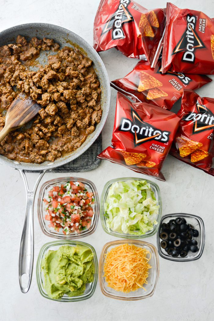 walking tacos - taco ingredients