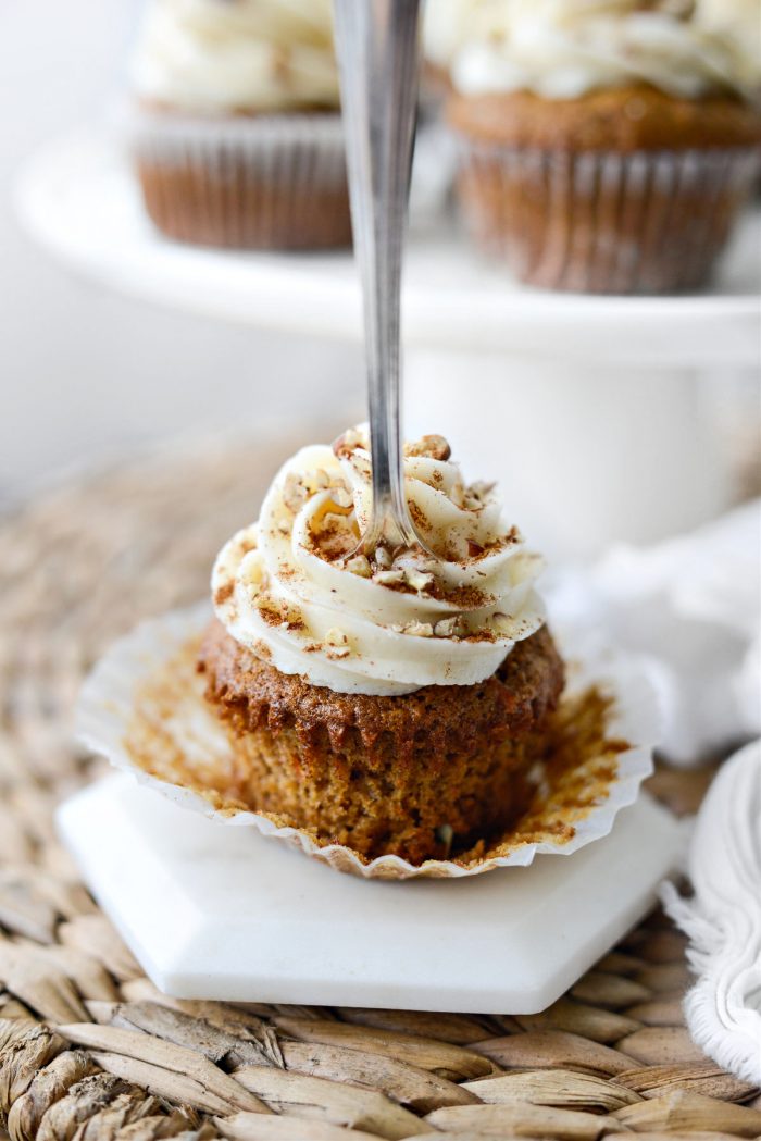 fork in Carrot Cake Cupcakes