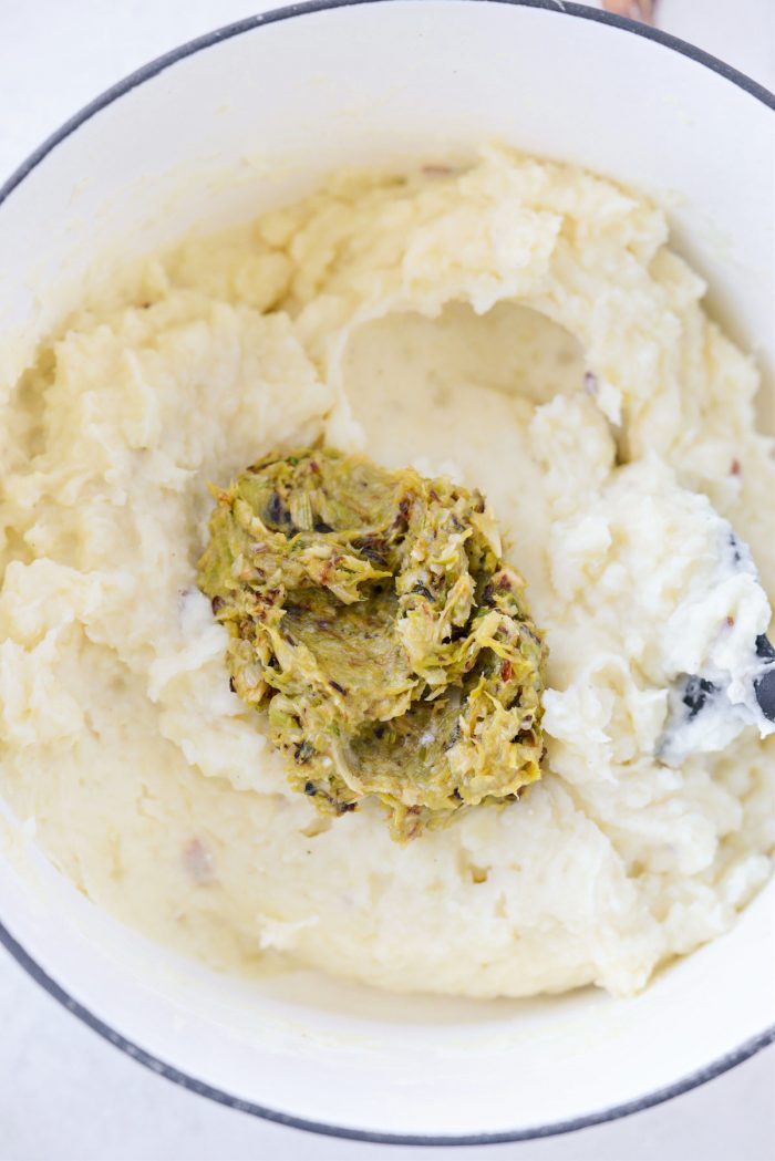 add roasted garlic and leek puree