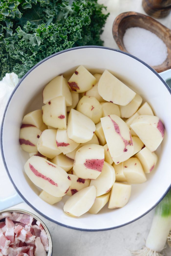 peeled potatoes in a pot