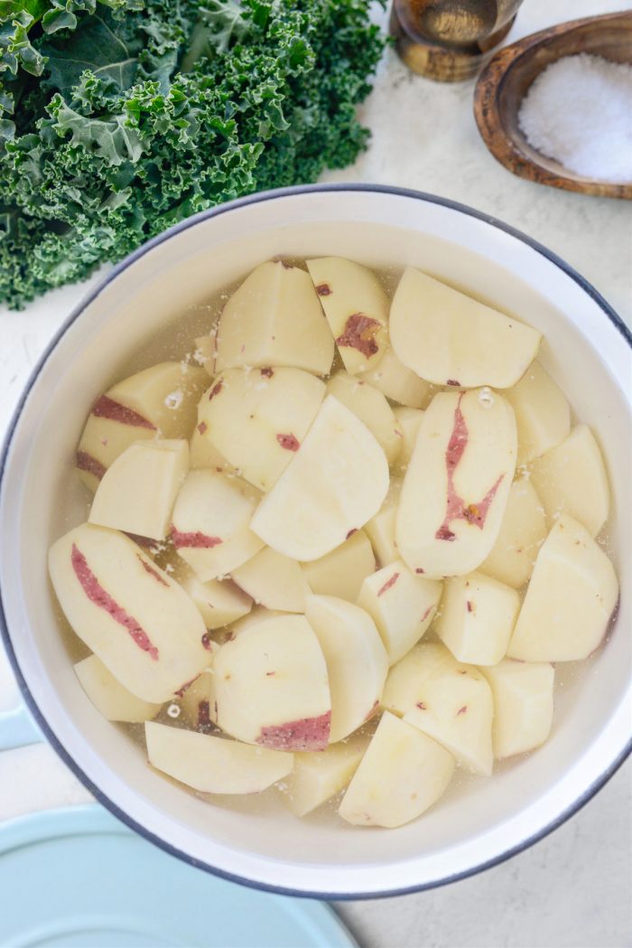 potatoes in a pot covered with water