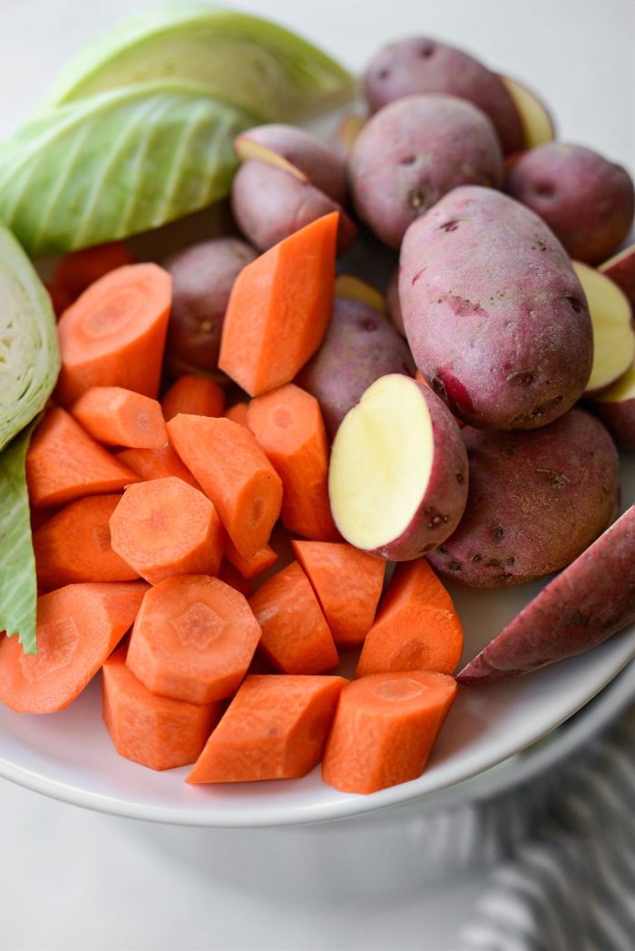 add in vegetables to pot