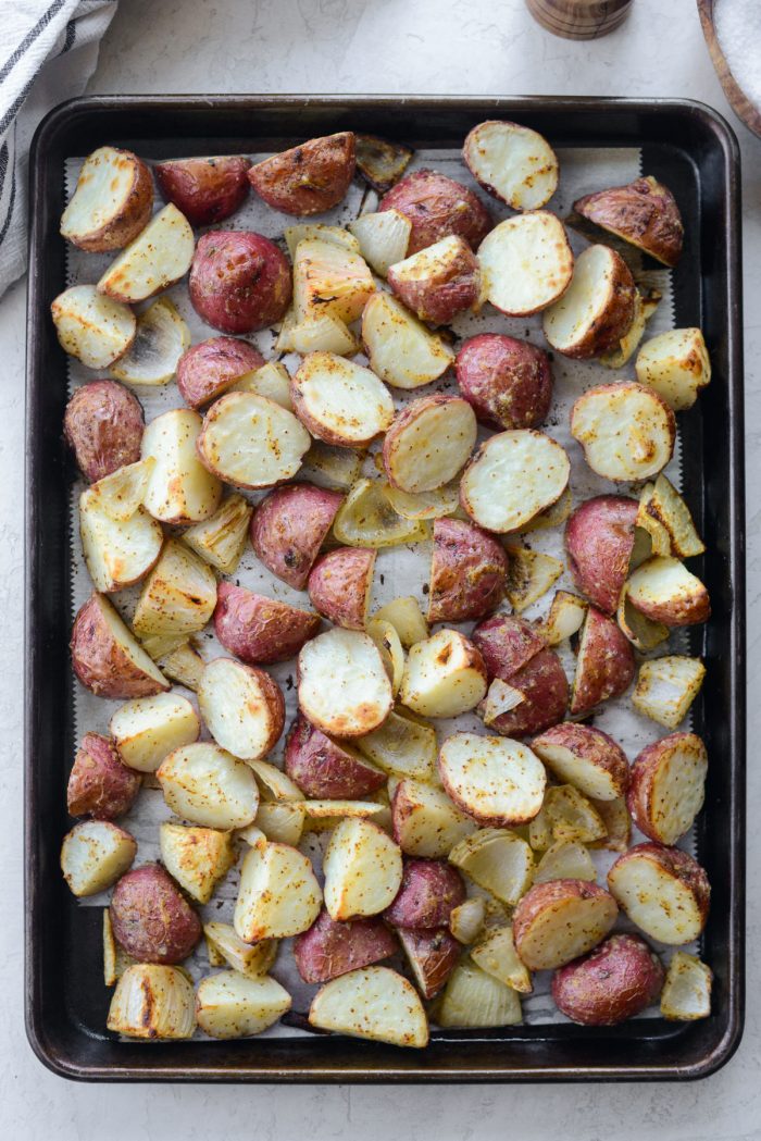 roasted potatoes and onion