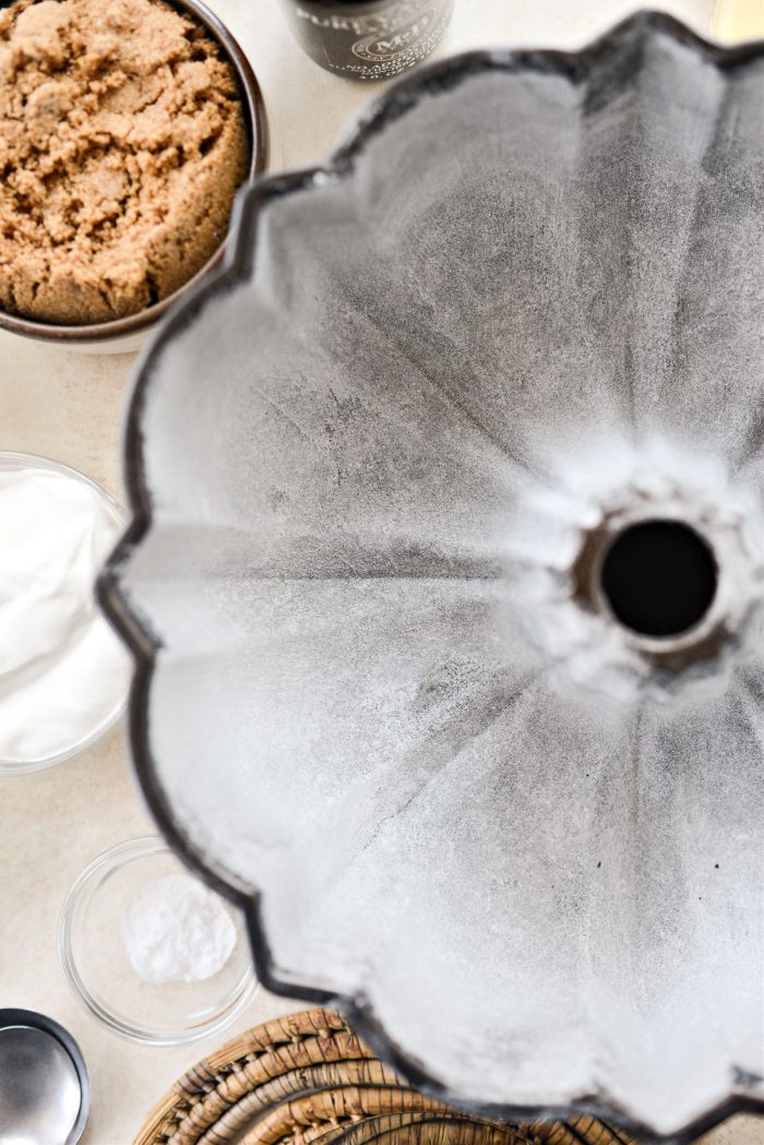 buttered and floured bundt pan