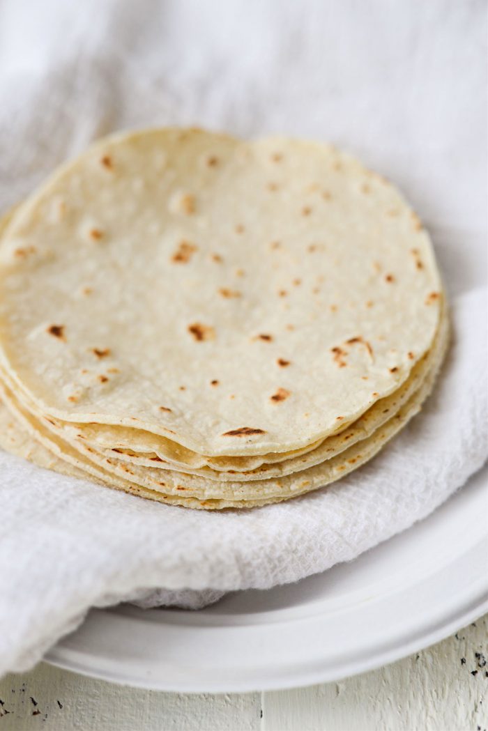 lightly toasted corn tortillas