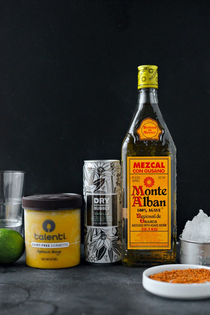 Ingredients for Mango Mezcal Margarita Slush