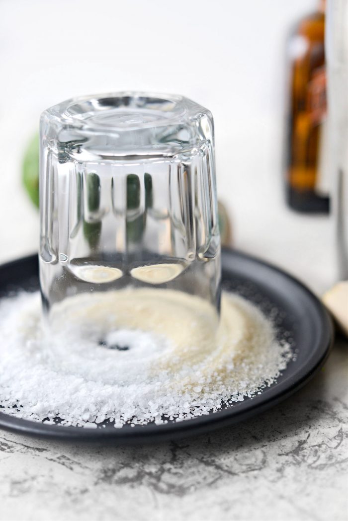 glass in salt sugar plate