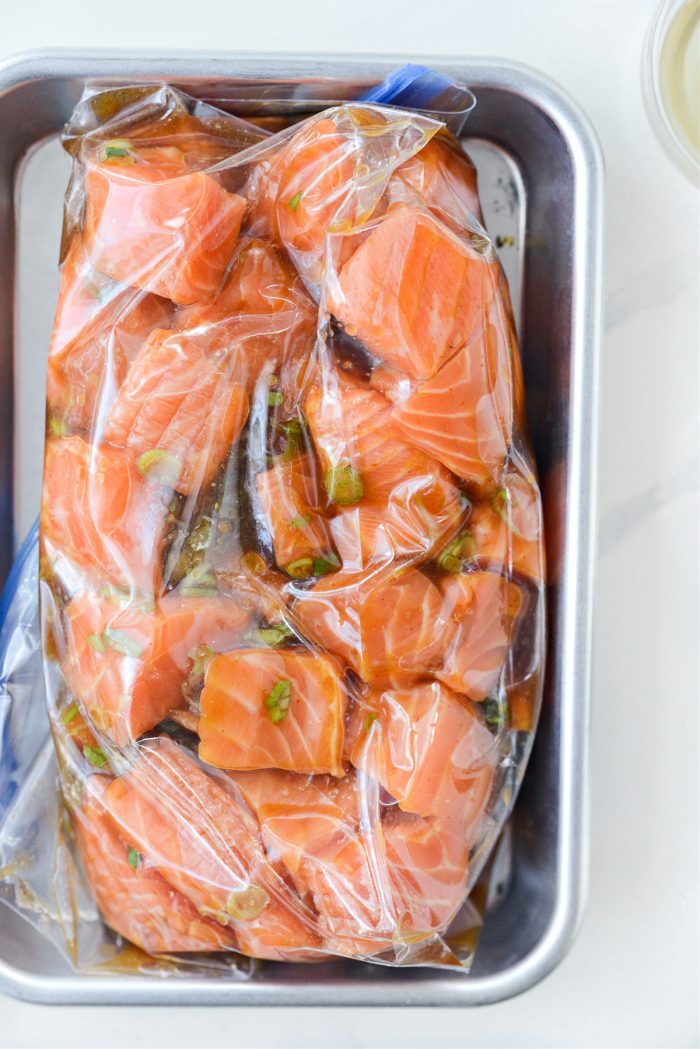 let the salmon marinade