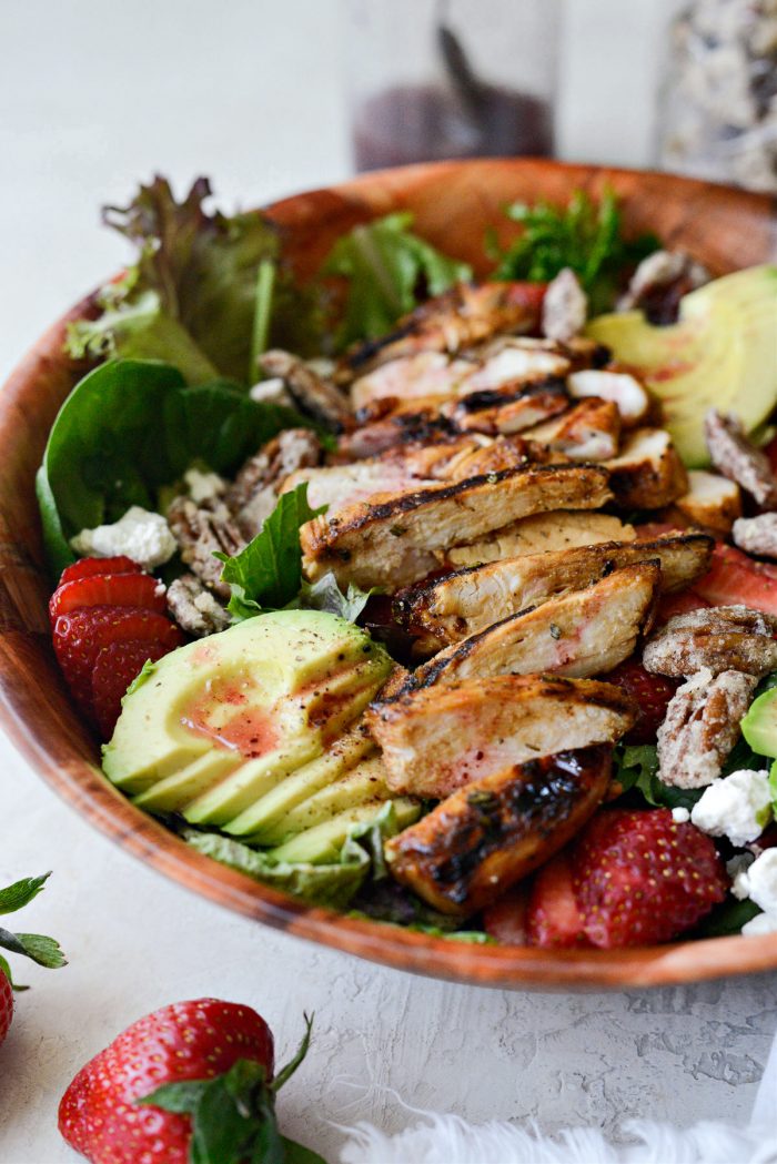 side shot of Strawberry Goat Cheese Spring Salad