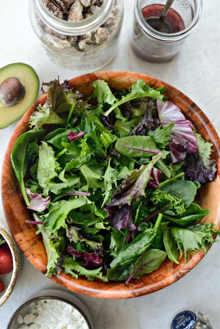 spring greens in bowl