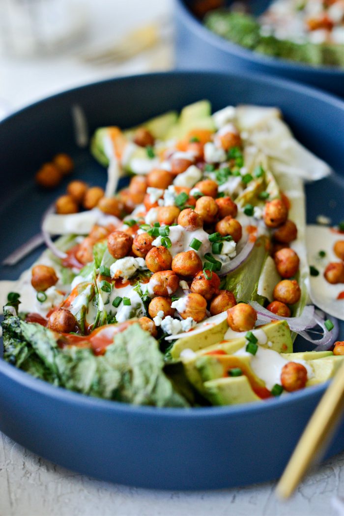 Air Fryer Buffalo Chickpea Caesar Salad