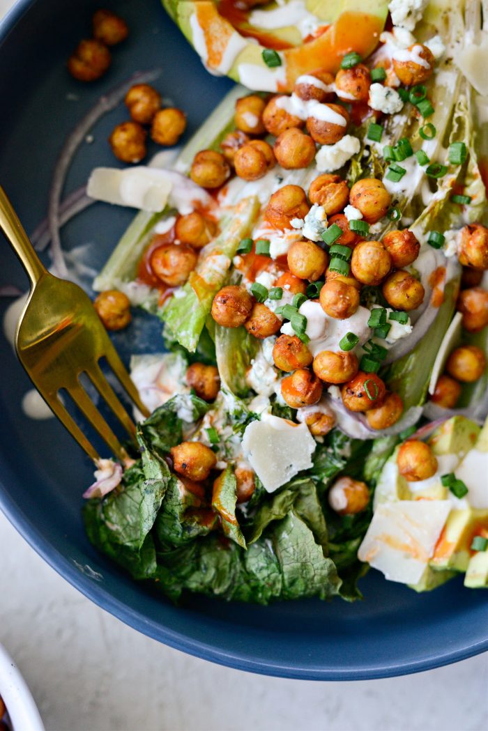 Air Fryer Buffalo Chickpea Caesar Salad