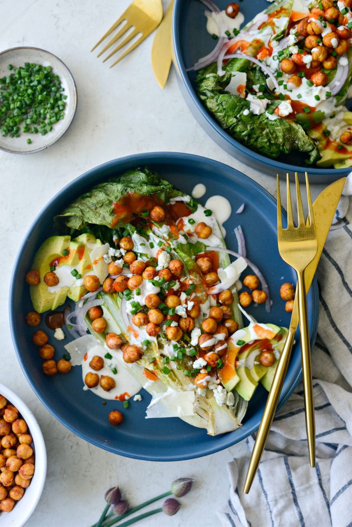 Air Fryer Buffalo Chickpea Caesar Salad