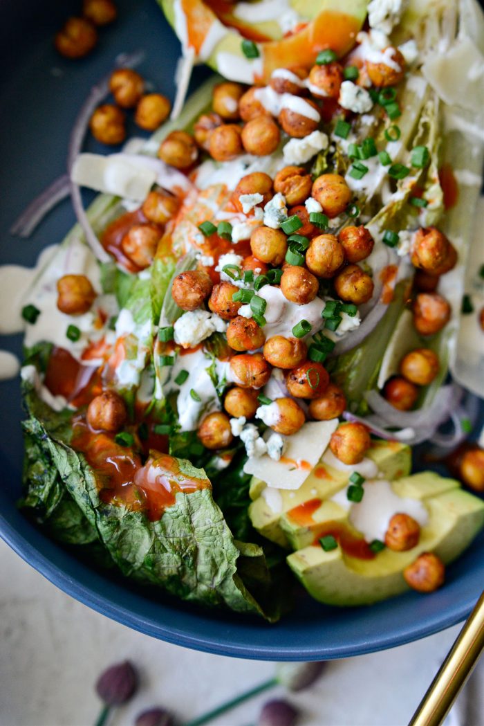 Air Fryer Buffalo Chickpea Caesar Salad