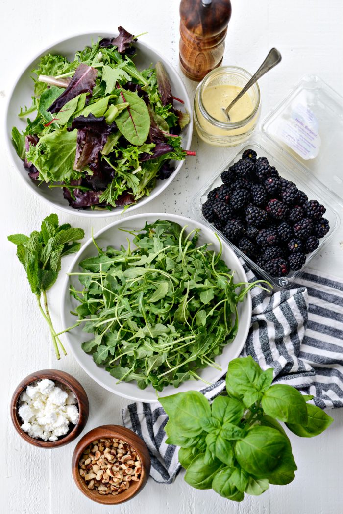 Blackberry Hazelnut Spring Salad ingredients